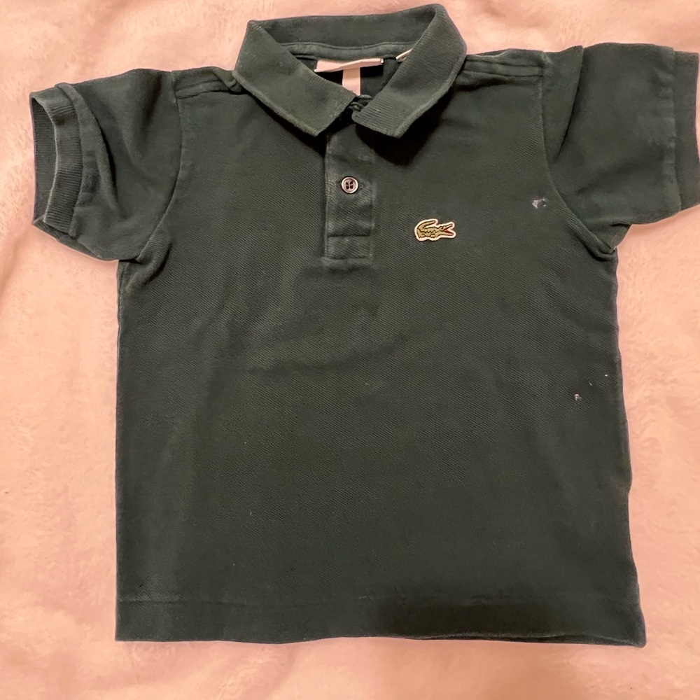 Polo for kids by  Lacoste. Size 4. Pre loved. Hunter green.